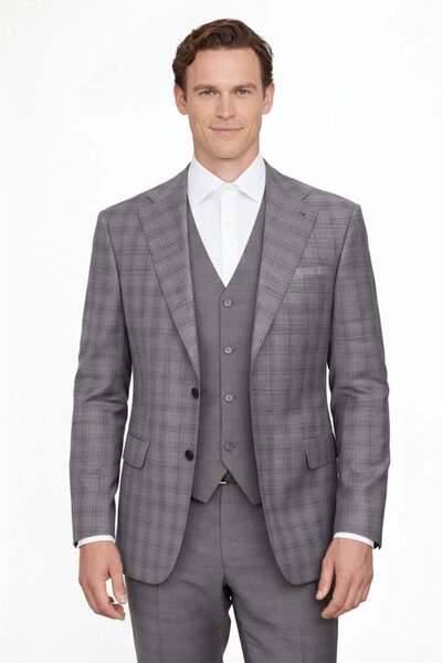 Giotelli بدلة رجالية رمادي - بني