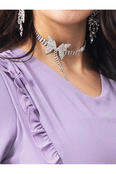 FridayIn Diamond butterfly bow choker necklace