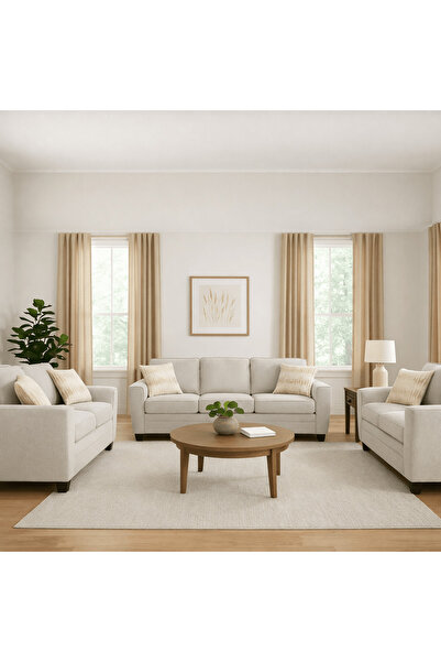 Roots Furniture طقم غرفة معيشة كونفا بيج (أريكة + كرسيان)