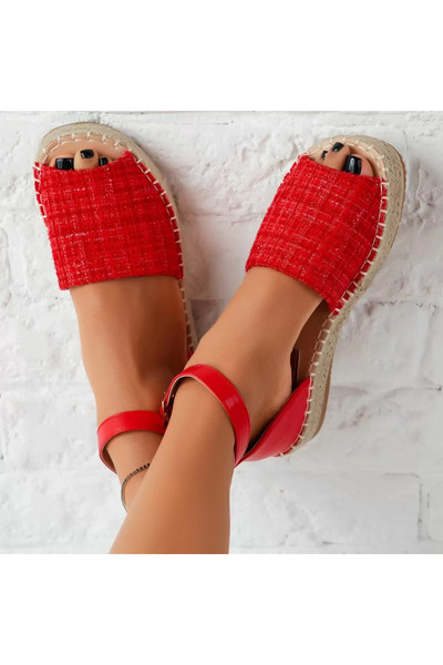 Zaira Γυναικεία Σανδάλια με Χαμηλή Σόλα Τρινιτι Ρεντ # 11434 - 40