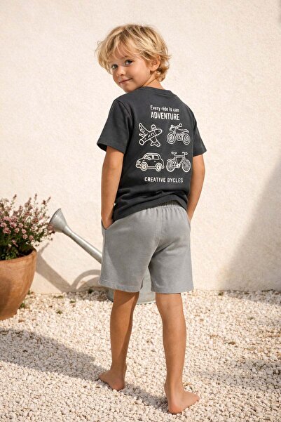 Monila Σετ μπλουζάκι και σορτς για αγόρια με βαμβακερή επένδυση, στάμπα στην ...