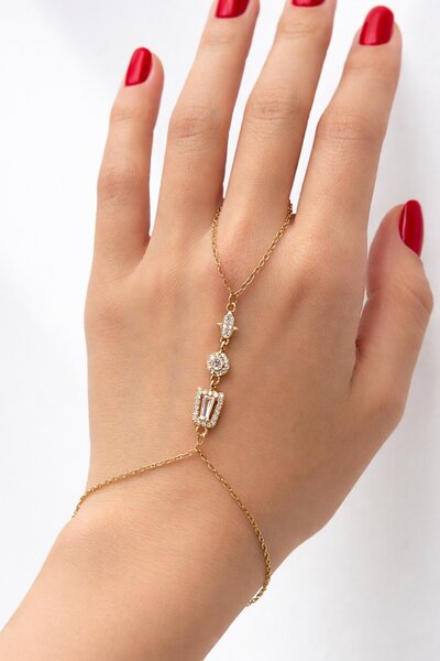 TAKIŞTIR Gold Color Stone Detailed Steel Şahmeran