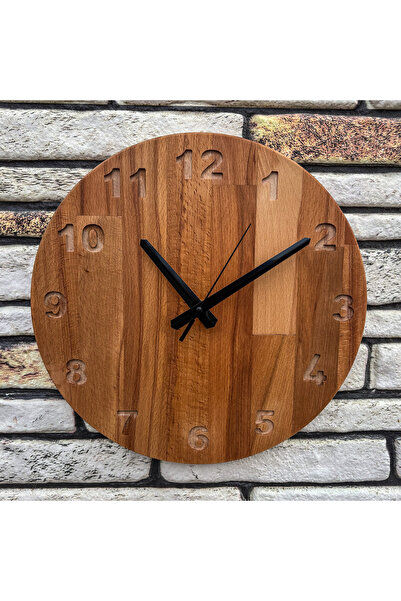 Picowood Doğal Ahşap Duvar Saati El Yapımı Modern Dekoratif Sessiz Mekanizma ...