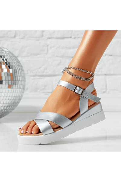 Zaira Sandale Dama cu Platforma Walle Argintii #15128 - 40