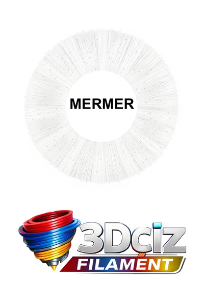 3D Çiz PLA 3D Kalem Filament PLA Mermer Desenli Beyaz Renk (2x5 metre) 10 Met...