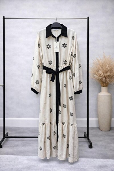 Ceremony Çiçek Desenli Kuşaklı Uzun Elbise