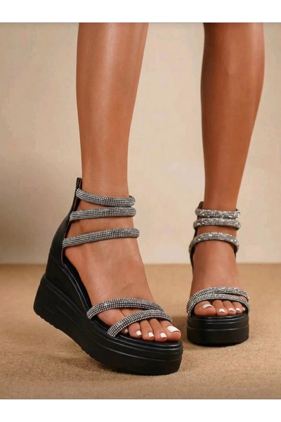 Zaira Γυναικεία Σανδάλια Πλατφόρμας Σκάι Μαύρο # 14747 - 37