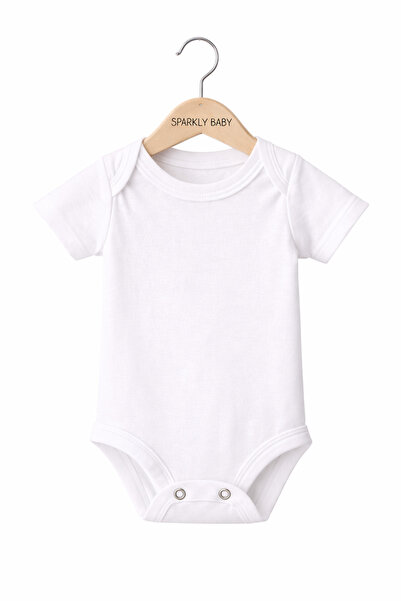 SPARKLY BABY TEKLİ Yarım Kollu Çıtçıtlı bebek kız erkek body Zarf Yaka