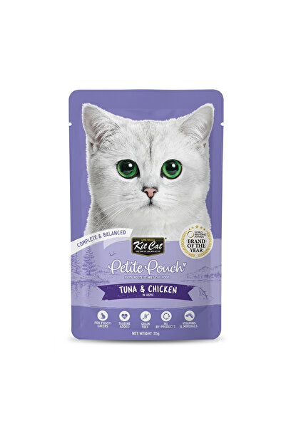 Kit Cat طعام قطط رطب فاخر في كيس صغير - التونة والدجاج في عجينة شفافة - 70 جرام