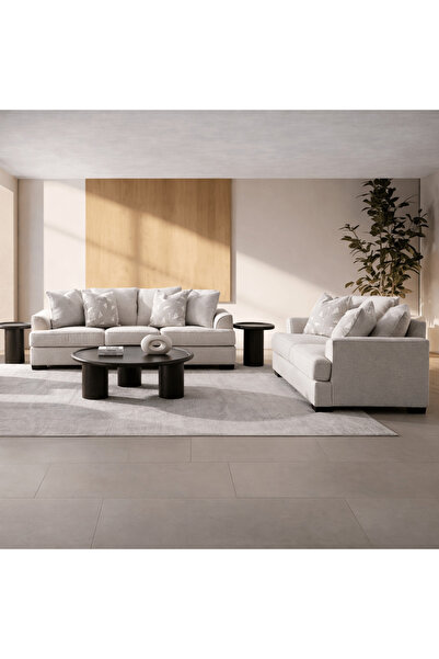 Roots Furniture طقم غرفة معيشة هارفي بيج (أريكة + كنبة ثنائية المقعد)