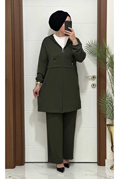 masalabiyem 5222 K 150 Khaki Green Chain Detail Sports Double Set