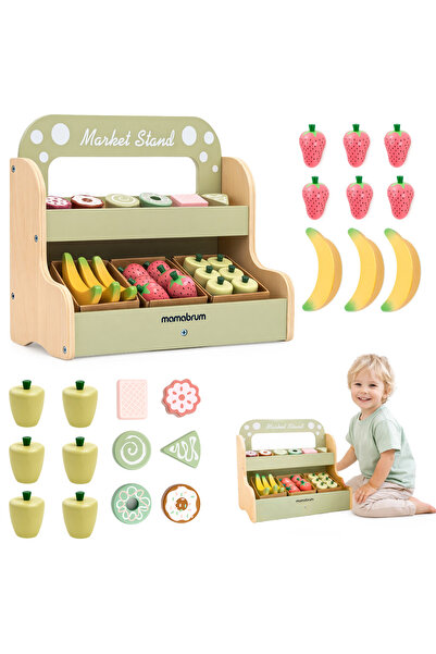 mamabrum Wooden shop stall with fruits and desserts