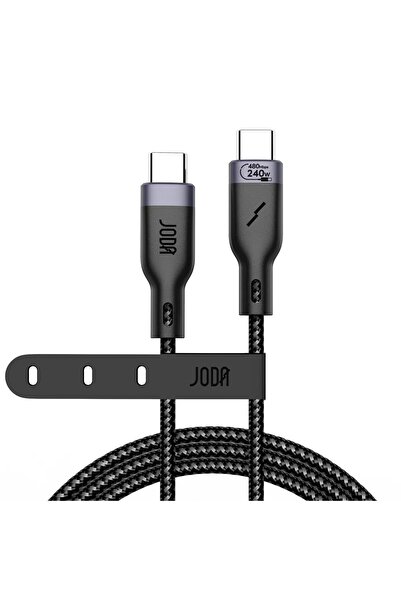 Joda كابل USB-C إلى USB-C مجدول من النايلون بقوة 240 واط وطول 1 متر باللون ال...