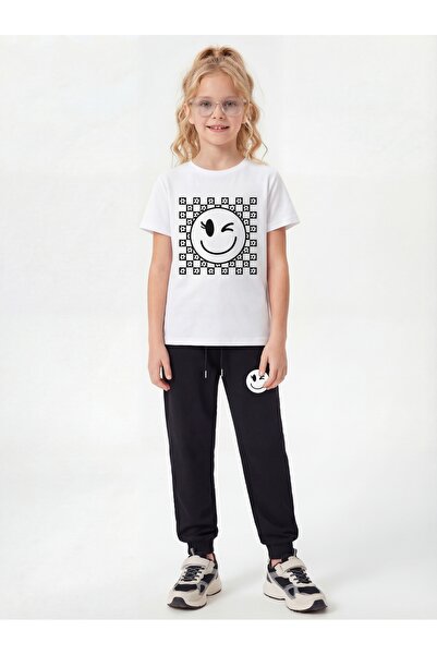 panios kids Set majice sa okruglim izrezom i trenerke sa print detaljima za d...