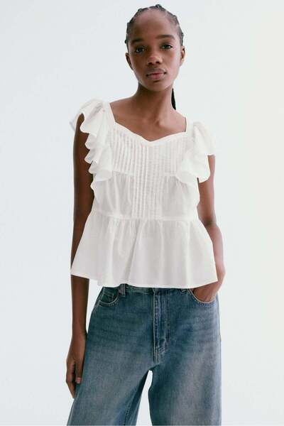 H&M Frill-trimmed cotton top