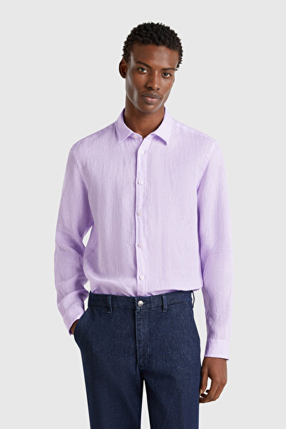 United Colors of Benetton Cămașă de in BNT-M pentru bărbați, lila Cod model: ...