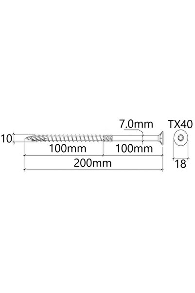 Mag-Krak Surub Dulgherie Cap Inecat 10x200 mm Torx TX50 - 50buc/cutie