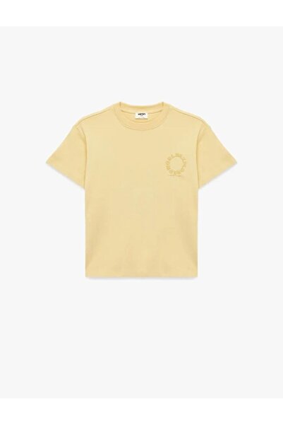 Koton Βαμβακερό κοντομάνικο μπλουζάκι με λαιμόκοψη με στάμπα