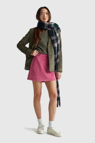 United Colors of Benetton Fustă mini din catifea mov închis cu fermoar latera...