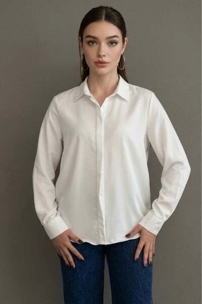 Madmext White Modern Cut Women's Shirt Mg2674