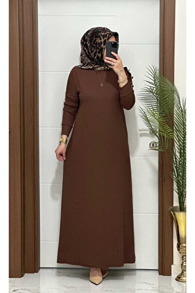 masalabiyem F11 K 100 Brown Shoulder Buttoned Leyla Dress