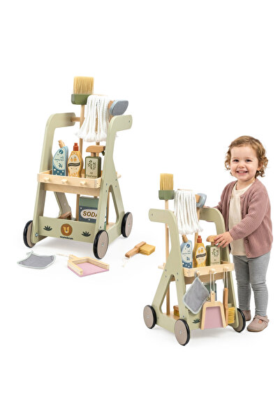 mamabrum Wooden cleaning trolley for children with accessories