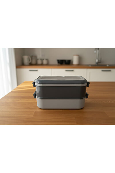 YAZICI 1.8 Lt 2-Tier Nutrition Container with Fork and Spoon, Portable Practi...