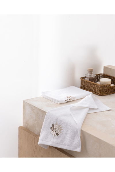 Madame Coco Selmor 2-Pack 100% Cotton Embroidered Hand Towels - White - 30X45 cm