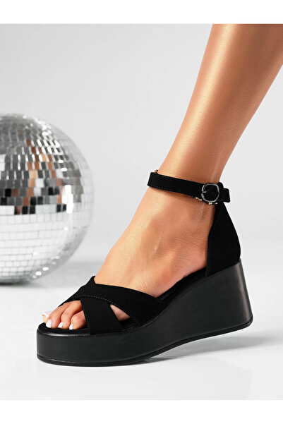 Zaira Sandale cu platforma dama negre din piele ecologica Isra #19373 - 40