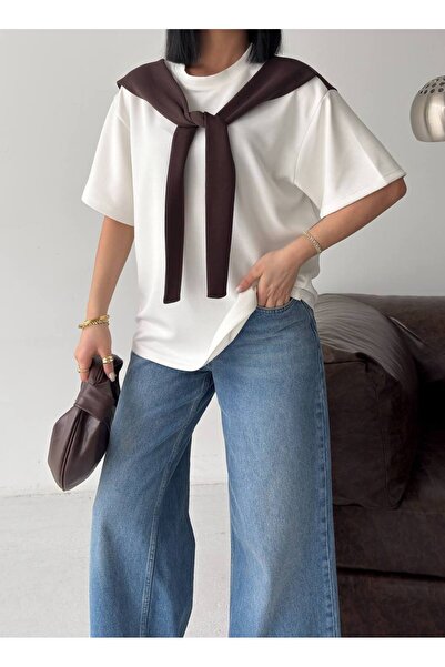 BE CHİC Women's Shawl Collar Shoulder-Tie Detailed Premium Softtouch Fabric T...