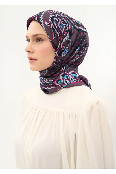 Silk Home Φουλάρι Βισκόζης Βελόρα Τεσσάρων Εποχών με Σχέδιο Έτρο Απαλό Μωβ 90Χ90