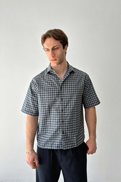 Flaw Wear Ekose Kısa Kol Yeşil Poplin Gömlek