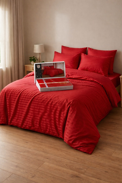 Constanza Exclusive Softelle Cotton - Satin Self-Striped Boxed King Size Duve...