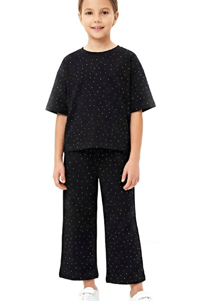 MODANINO Girl's Stone Decorated Long Capri Pants Top and Bottom Set 4-12 Year...