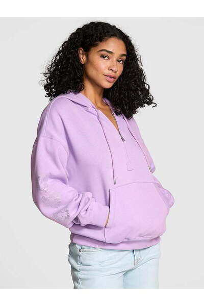 PİNK Ivy Yarım Fermuarlı Kapüşonlu Sweatshirt