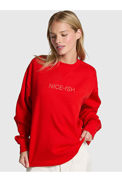 PINK Ivy Oversize Bisiklet Yaka Sweatshirt