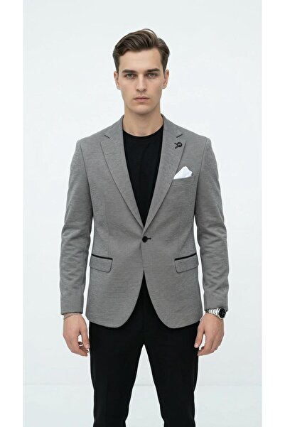 Plus Scorpion Men's Black Slim Fit Blazer Jacket Single Button Double Slit Sl...