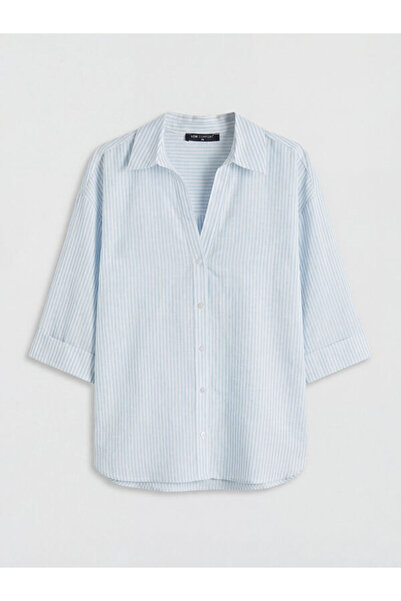 LC Waikiki قميص نسائي مخطط بياقة روبا من RMZ GİYİM FARKIYA