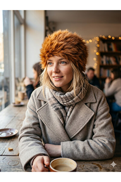 sevaradekor Plush Women's Beret Plush Women's Hat Lolita Furry Cap Hat