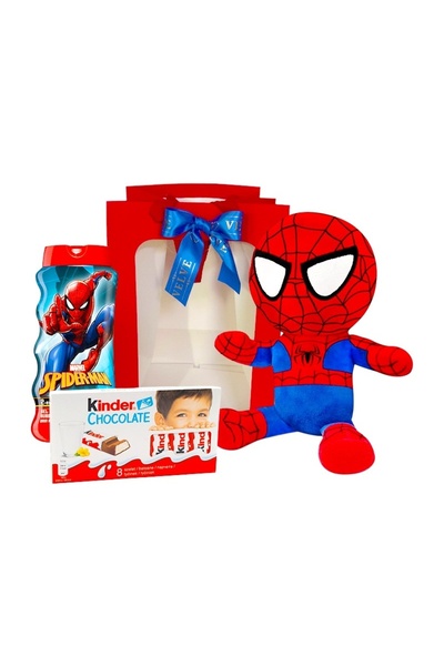 velve Gift for children with Spiderman plush toy, Kinder Chocolate and shower...