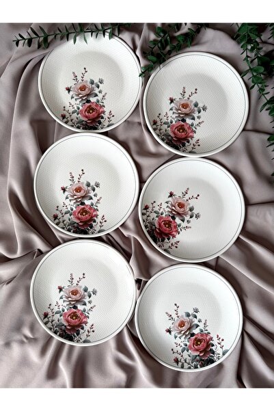 Hooly Home Hasbahçe Model 6 Pieces 20 cm Serving/Dessert Plate