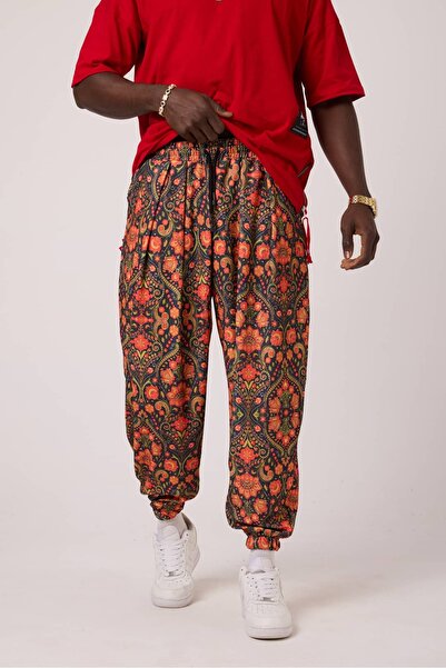 SUPERBLUE Men's Street Style Printed Bürümcük Sports Shalwar Trousers