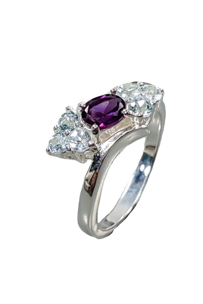 FashionBijoux 925 silver ring with rhodolite and topaz, 5.5