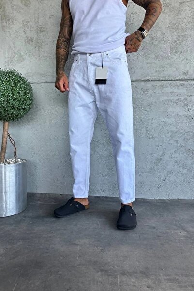 MADZEYMODA Denim Fabric White Boyfriend Jean Jeans Ke-393