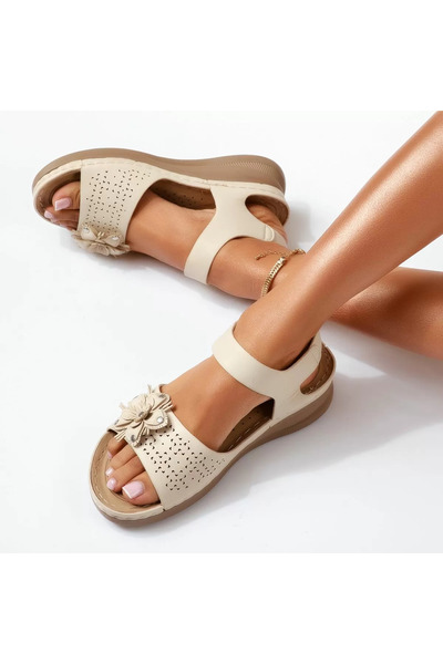 Zaira Sandale Dama cu Platforma Brook Bej #15916 - 39