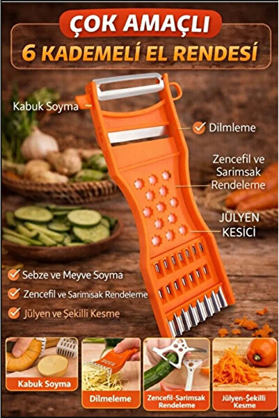 AYGÖREN HOME 6 Fonksiyonlu Soyacak Rende Jülyen Dilimleyici Sebze Meyve Kesic...