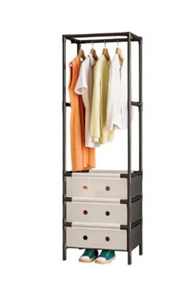 Amir Suport modern multifuncțional negru pentru haine și încălțăminte cu 3 ni...