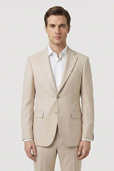 Giotelli Beige 6 Drop Polyester Viscose Blended Elastane Men's Suit
