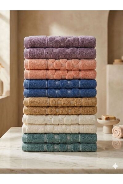 Constanza Exclusive Valire 12 Pieces Cotton Velvet Patterned Bath Towels / Ha...