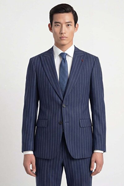 Giotelli Men's viscose blend 6 drop classic navy blue suit